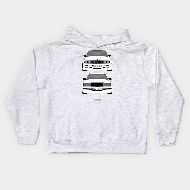 BMW E30 M3 vs. Mercedes Benz 190E Kids Hoodie by RexDesignsAus